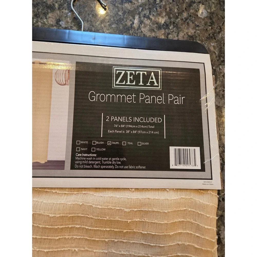 Zeta‎ Taupe Textured Grommet Curtain Panel Pair 76 x 84 Modern Window Treatment